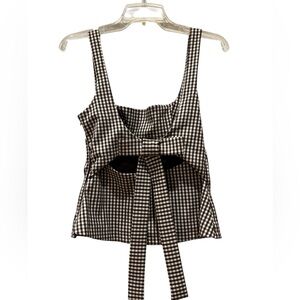 ZARA GINGHAM TOP WITH BOW (like new)